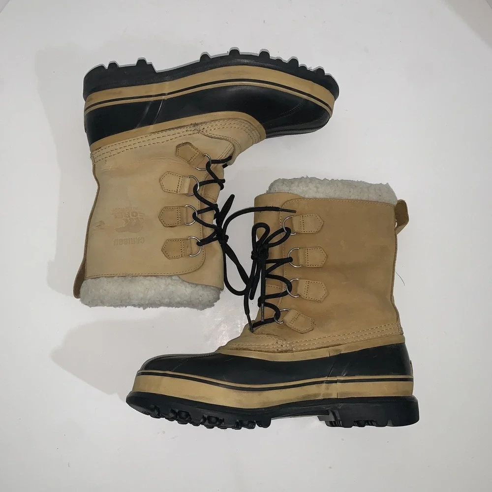 Sorel Caribou Boots Mens Size 9 Brown Nubuck Waterproof Snow Lace Up NM1000-281